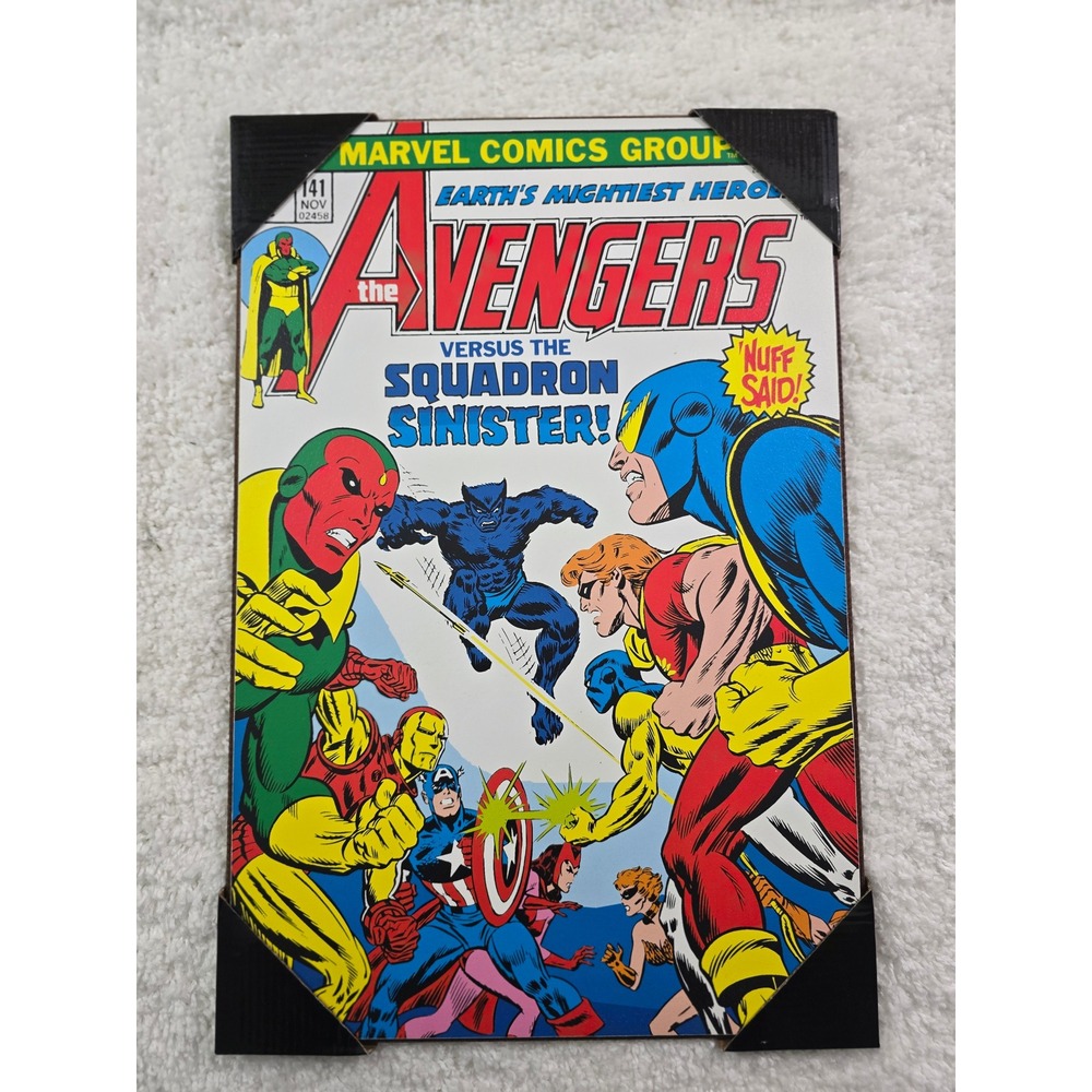 Marvel Avengers Wood Wall Art Retro Comic Book Superhero Plaque 13x19 Vertical